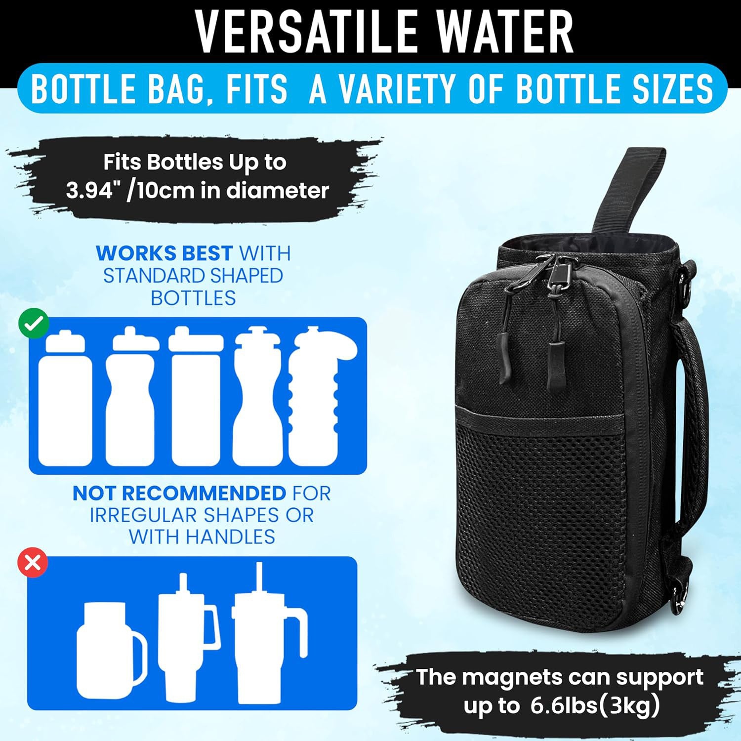 Hands-Free Magnetic Water Bottle Bag for Easy Carrying